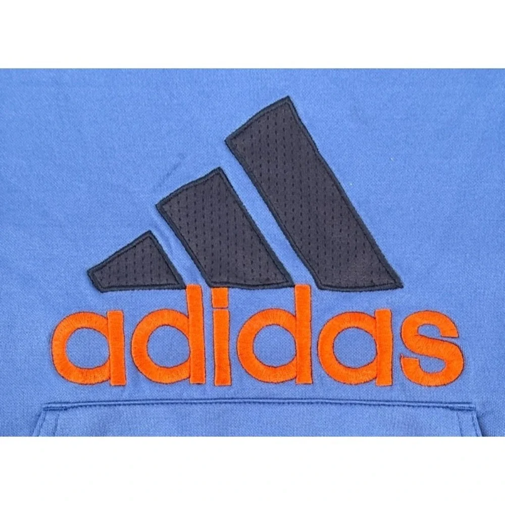 Adidas Youth Hoodie Size 6 Blue Pullover‎ Big Logo Sweatshirt